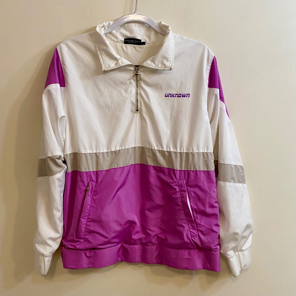 Unknown London x ASAP TyY Purple Colorblock Windbreaker Jacket Mens Medium READ